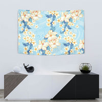 Hawaii Hibiscus Plumeria Blue Tapestry Polynesian Pattern
