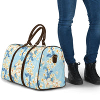 Hawaii Hibiscus Plumeria Blue Travel Bag Polynesian Pattern
