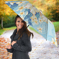 Hawaii Hibiscus Plumeria Blue Umbrella Polynesian Pattern