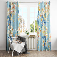 Hawaii Hibiscus Plumeria Blue Window Curtain Polynesian Pattern