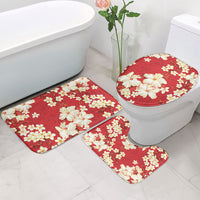 Hawaii Hibiscus Plumeria Red Bathroom Set Polynesian Pattern