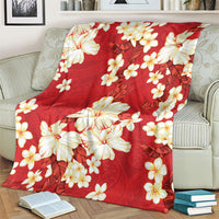 Hawaii Hibiscus Plumeria Red Blanket Polynesian Pattern