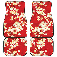 Hawaii Hibiscus Plumeria Red Car Mats Polynesian Pattern