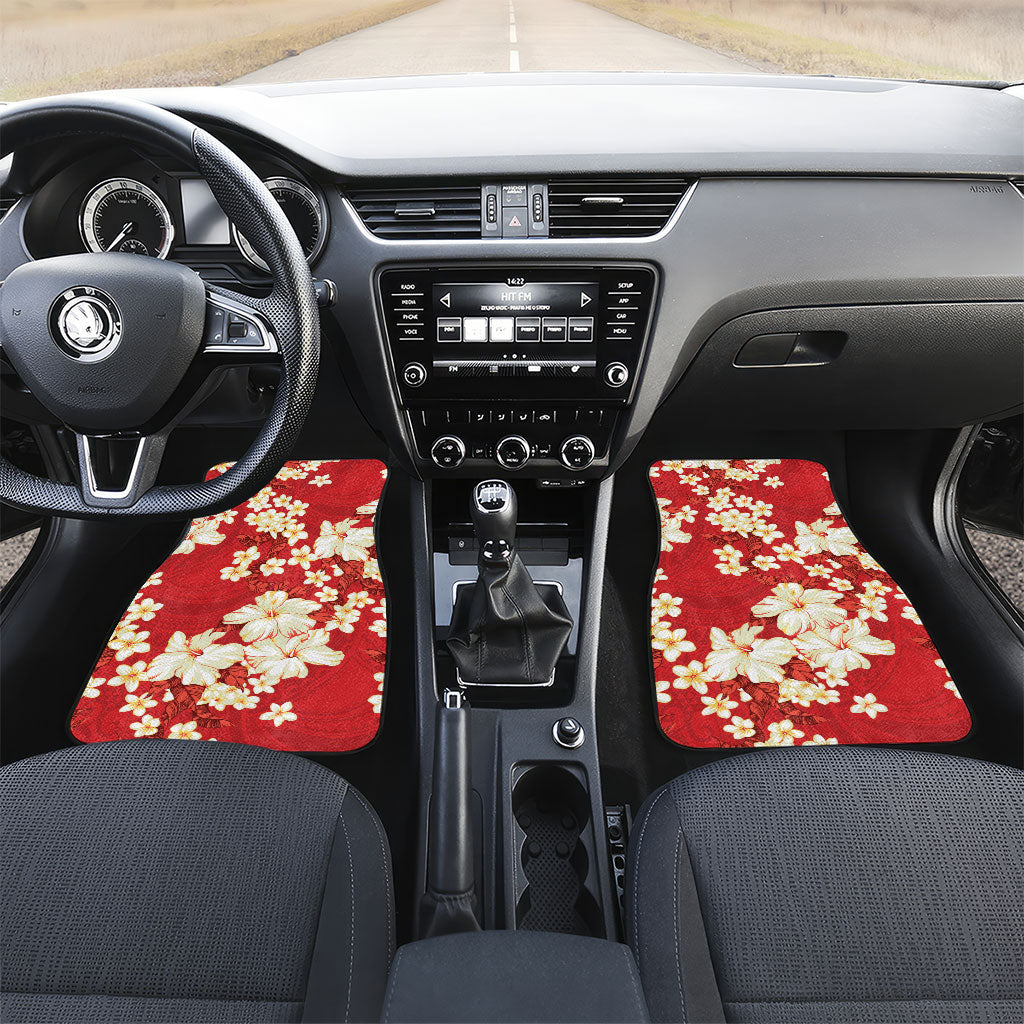 Hawaii Hibiscus Plumeria Red Car Mats Polynesian Pattern