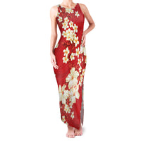 Hawaii Hibiscus Plumeria Red Family Matching Tank Maxi Dress and Hawaiian Shirt Polynesian Pattern