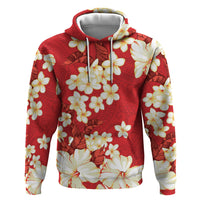 Hawaii Hibiscus Plumeria Red Hoodie Polynesian Pattern