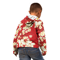 Hawaii Hibiscus Plumeria Red Kid Hoodie Polynesian Pattern