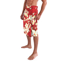 Hawaii Hibiscus Plumeria Red Lavalava Polynesian Pattern