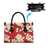 Hawaii Hibiscus Plumeria Red Leather Bag Polynesian Pattern