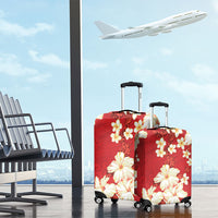 Hawaii Hibiscus Plumeria Red Luggage Cover Polynesian Pattern