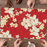 Hawaii Hibiscus Plumeria Red Puzzle Polynesian Pattern