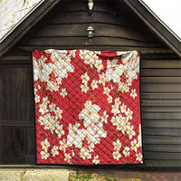 Hawaii Hibiscus Plumeria Red Quilt Polynesian Pattern