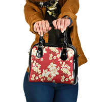 Hawaii Hibiscus Plumeria Red Shoulder Handbag Polynesian Pattern