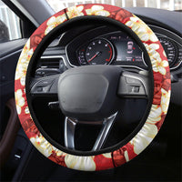 Hawaii Hibiscus Plumeria Red Steering Wheel Cover Polynesian Pattern