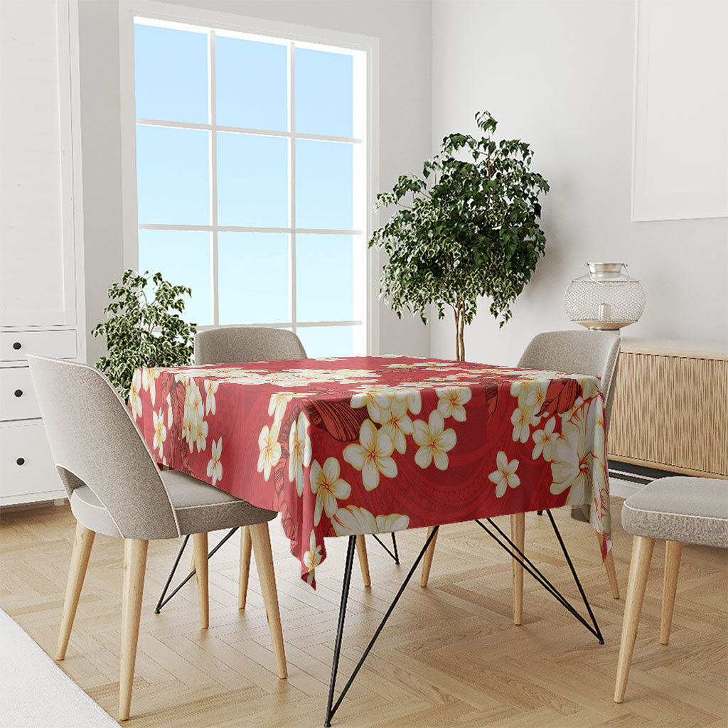 Hawaii Hibiscus Plumeria Red Tablecloth Polynesian Pattern