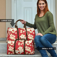 Hawaii Hibiscus Plumeria Red Travel Bag Polynesian Pattern