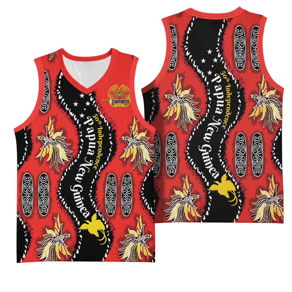 Papua New Guinea 50th Independence Basketball Jersey PNG Batik Pattern LT01 - Polynesian Pride
