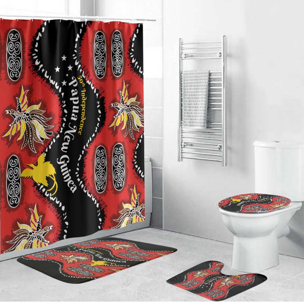 Papua New Guinea 50th Independence Bathroom Set PNG Batik Pattern - Polynesian Pride