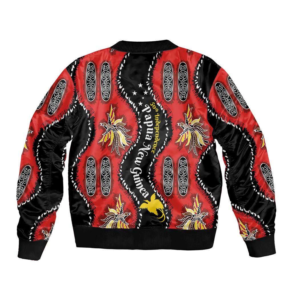 Papua New Guinea 50th Independence Bomber Jacket PNG Batik Pattern - Polynesian Pride