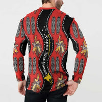 Papua New Guinea 50th Independence Button Sweatshirt PNG Batik Pattern - Polynesian Pride