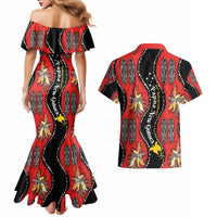Papua New Guinea 50th Independence Couples Matching Mermaid Dress and Hawaiian Shirt PNG Batik Pattern - Polynesian Pride