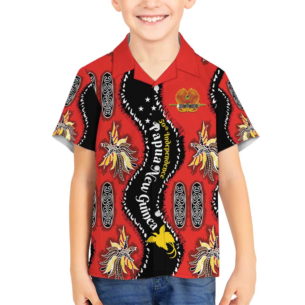 Papua New Guinea 50th Independence Family Matching Off Shoulder Short Dress and Hawaiian Shirt PNG Batik Pattern - Polynesian Pride
