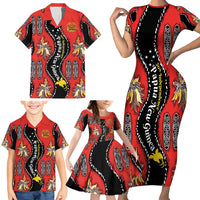 Papua New Guinea 50th Independence Family Matching Short Sleeve Bodycon Dress and Hawaiian Shirt PNG Batik Pattern - Polynesian Pride