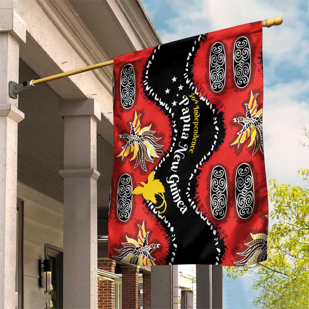 Papua New Guinea 50th Independence Garden Flag PNG Batik Pattern - Polynesian Pride