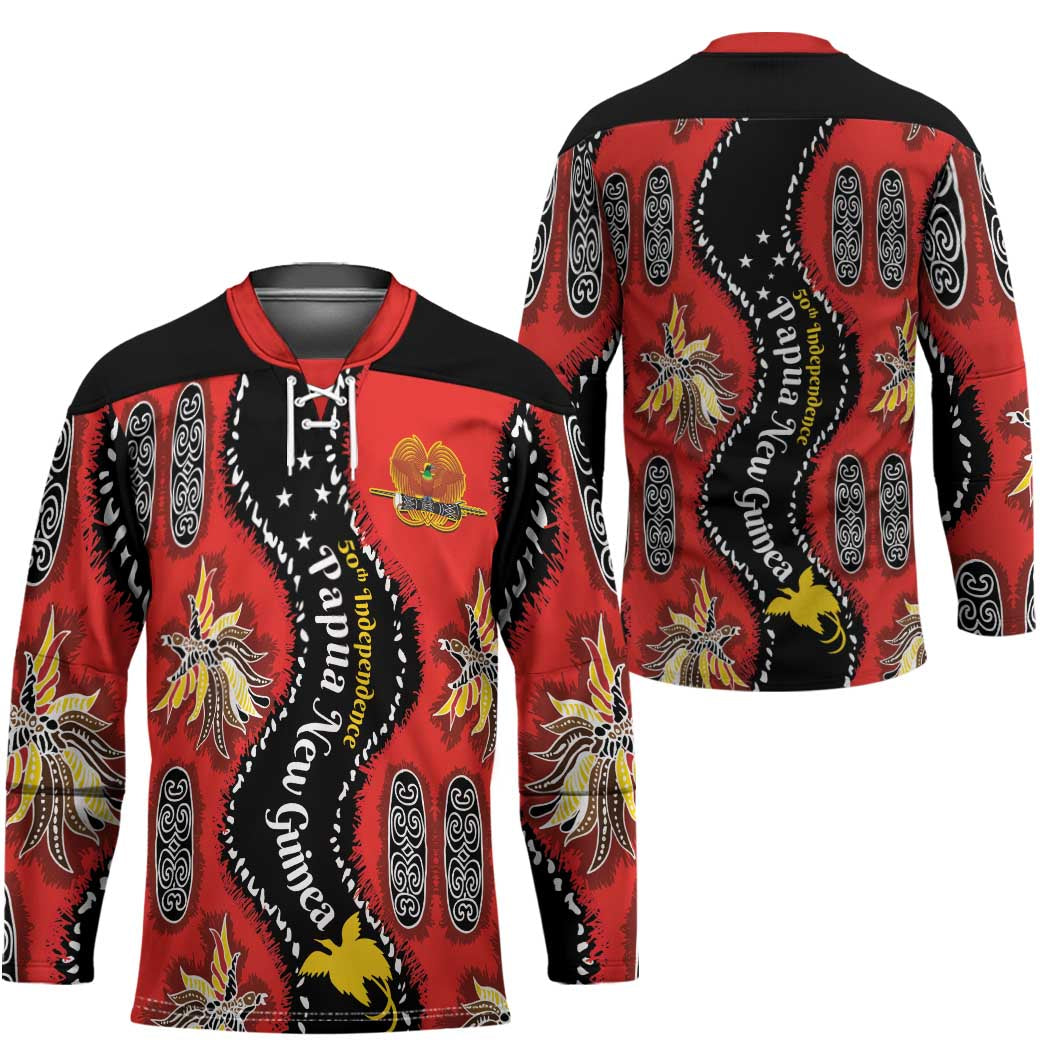 Papua New Guinea 50th Independence Hockey Jersey PNG Batik Pattern LT01 - Polynesian Pride