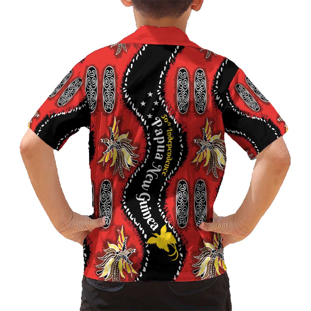 Papua New Guinea 50th Independence Kid Hawaiian Shirt PNG Batik Pattern - Polynesian Pride