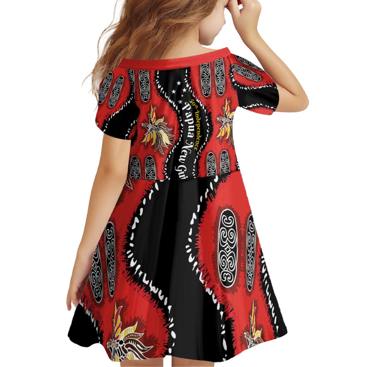 Papua New Guinea 50th Independence Kid Short Sleeve Dress PNG Batik Pattern LT01 - Polynesian Pride