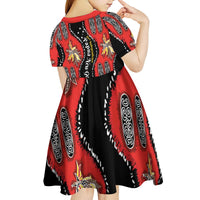Papua New Guinea 50th Independence Kid Short Sleeve Dress PNG Batik Pattern LT01 - Polynesian Pride