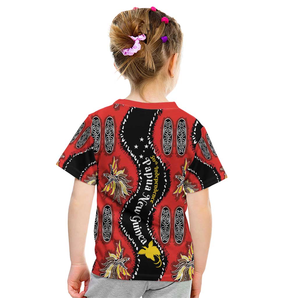 Papua New Guinea 50th Independence Kid T Shirt PNG Batik Pattern - Polynesian Pride