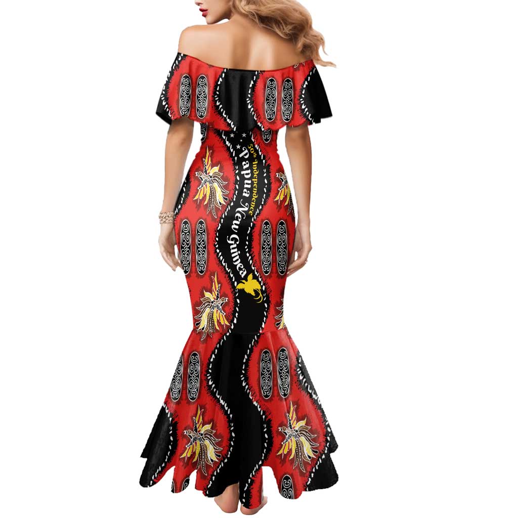Papua New Guinea 50th Independence Mermaid Dress PNG Batik Pattern - Polynesian Pride