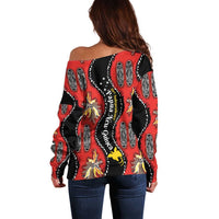 Papua New Guinea 50th Independence Off Shoulder Sweater PNG Batik Pattern - Polynesian Pride