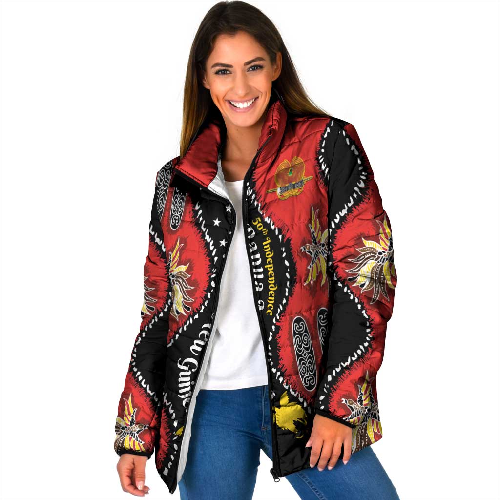 Papua New Guinea 50th Independence Padded Jacket PNG Batik Pattern - Polynesian Pride