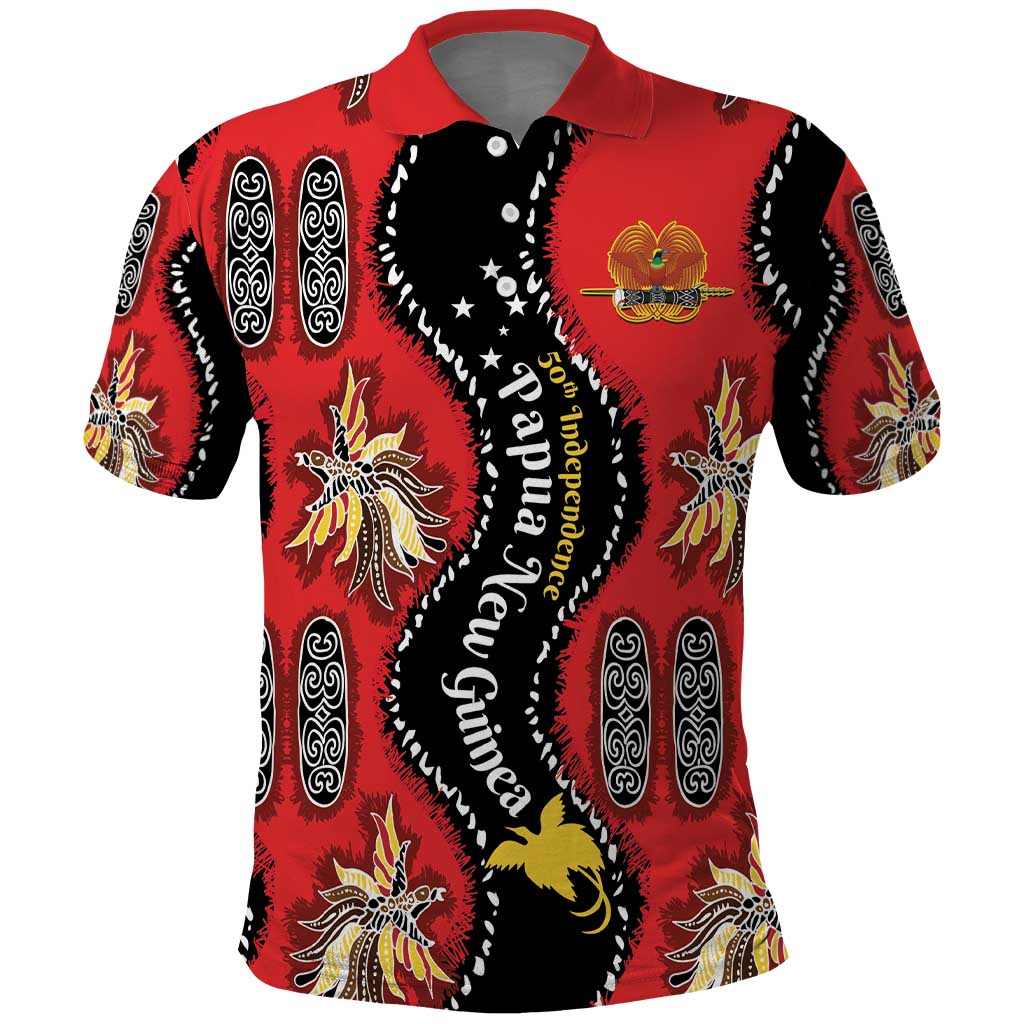 Papua New Guinea 50th Independence Polo Shirt PNG Batik Pattern - Polynesian Pride