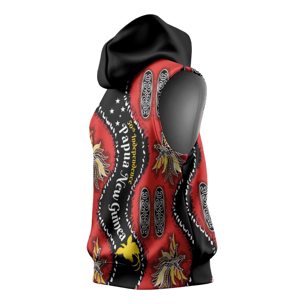 Papua New Guinea 50th Independence Sleeveless Hoodie PNG Batik Pattern LT01 - Polynesian Pride