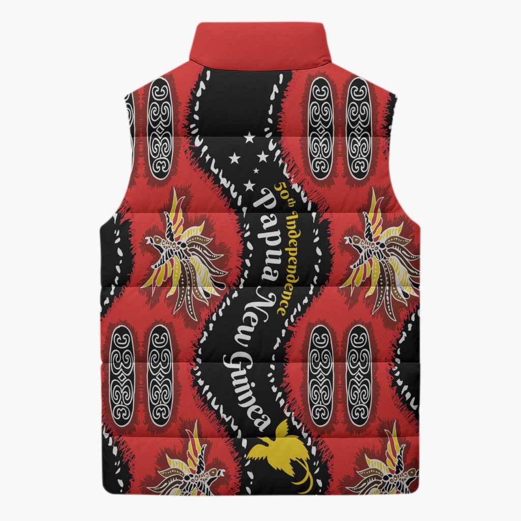 Papua New Guinea 50th Independence Sleeveless Puffer Jacket PNG Batik Pattern LT01 - Polynesian Pride