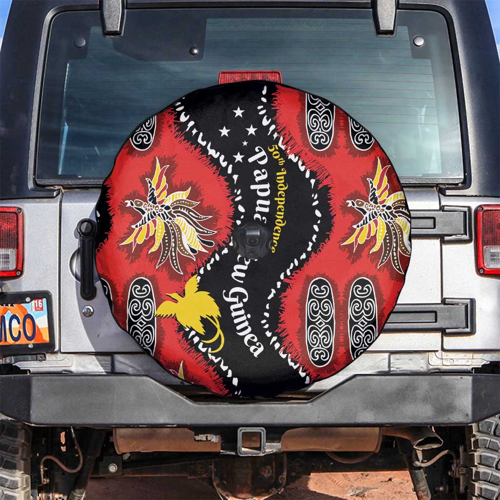 Papua New Guinea 50th Independence Spare Tire Cover PNG Batik Pattern - Polynesian Pride