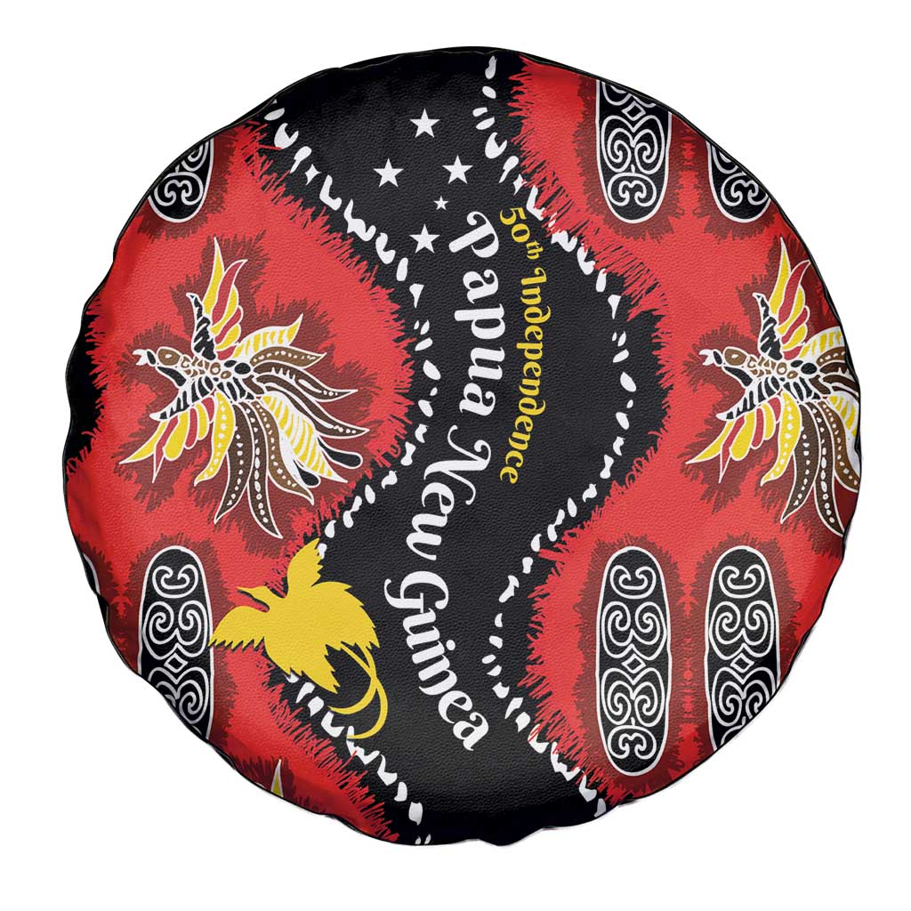 Papua New Guinea 50th Independence Spare Tire Cover PNG Batik Pattern - Polynesian Pride