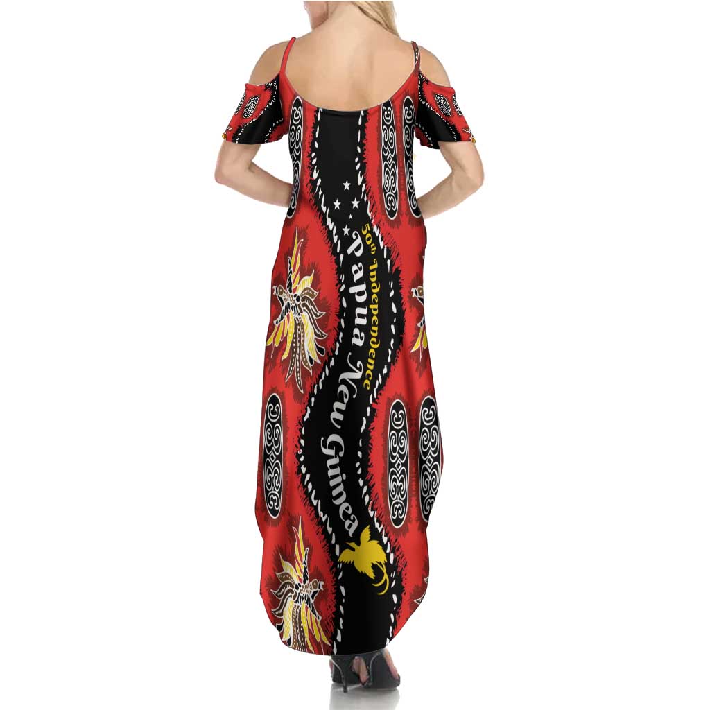 Papua New Guinea 50th Independence Summer Maxi Dress PNG Batik Pattern - Polynesian Pride