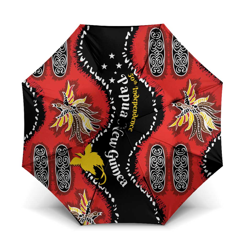 Papua New Guinea 50th Independence Umbrella PNG Batik Pattern - Polynesian Pride