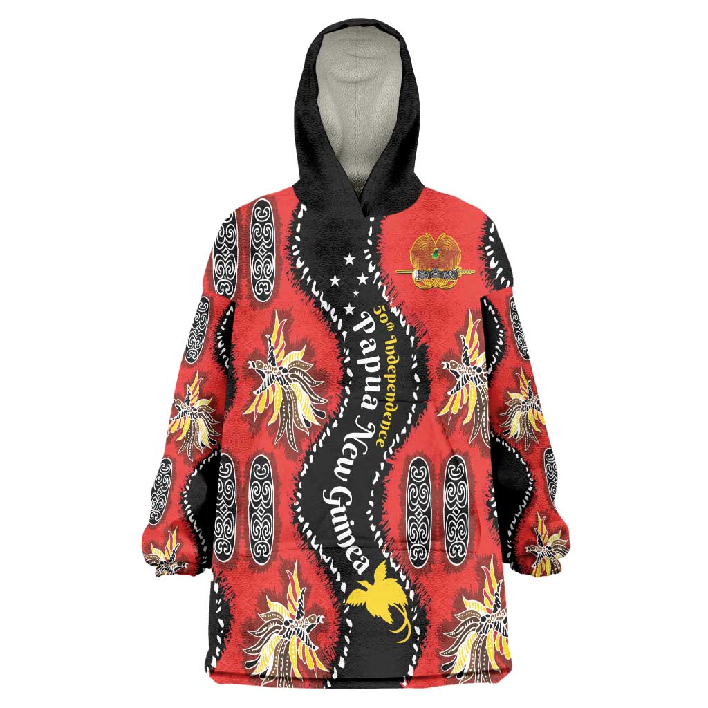 Papua New Guinea 50th Independence Wearable Blanket Hoodie PNG Batik Pattern - Polynesian Pride