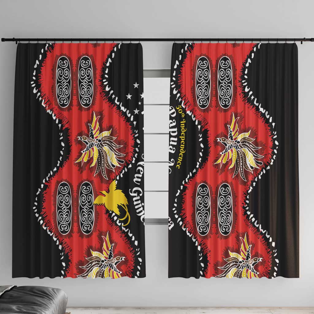 Papua New Guinea 50th Independence Window Curtain PNG Batik Pattern - Polynesian Pride