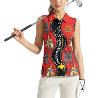 Papua New Guinea 50th Independence Women Sleeveless Polo Shirt PNG Batik Pattern - Polynesian Pride