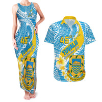 personalised-tuvalu-independence-day-couples-matching-tank-maxi-dress-and-hawaiian-shirt-plumeria-45th-anniversary