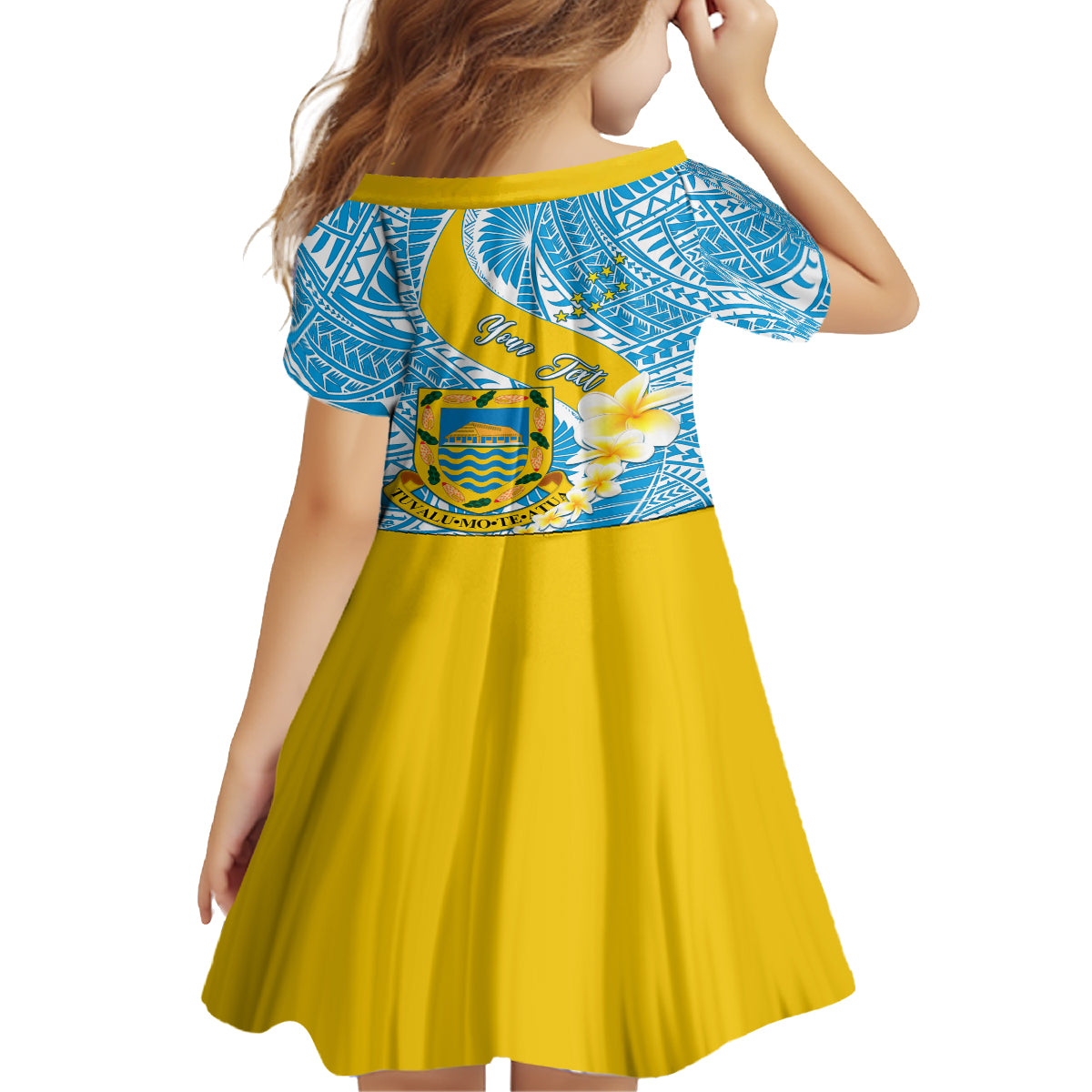 personalised-tuvalu-independence-day-family-matching-long-sleeve-bodycon-dress-and-hawaiian-shirt-plumeria-45th-anniversary