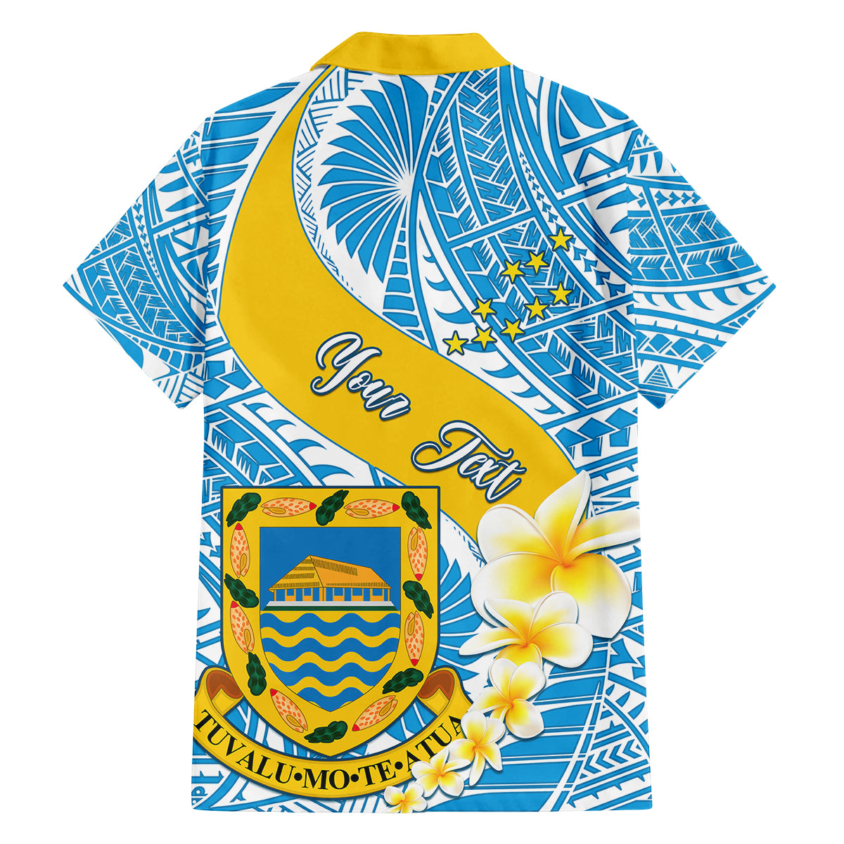 personalised-tuvalu-independence-day-family-matching-long-sleeve-bodycon-dress-and-hawaiian-shirt-plumeria-45th-anniversary