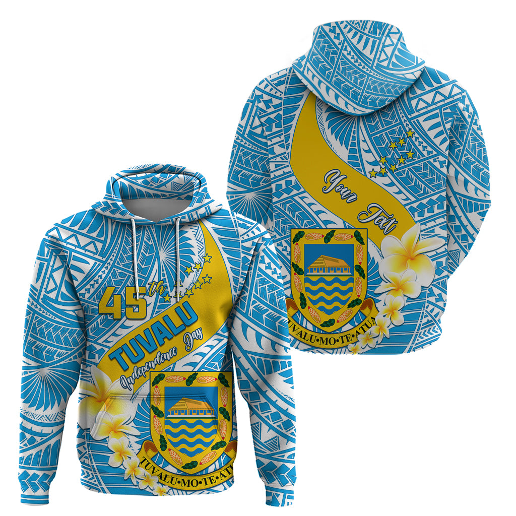 Personalised Tuvalu Independence Day Hoodie Plumeria 45th Anniversary LT01 - Polynesian Pride